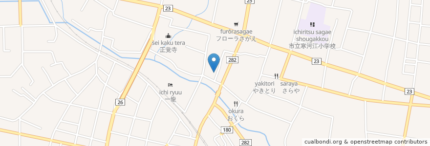 Mapa de ubicacion de やきそば とおえもん en 日本, 山形県, 寒河江市.