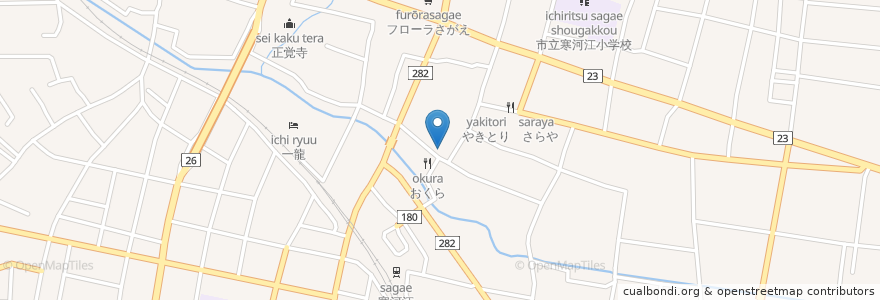 Mapa de ubicacion de 赤ちょうちん 一力 en 日本, 山形県, 寒河江市.