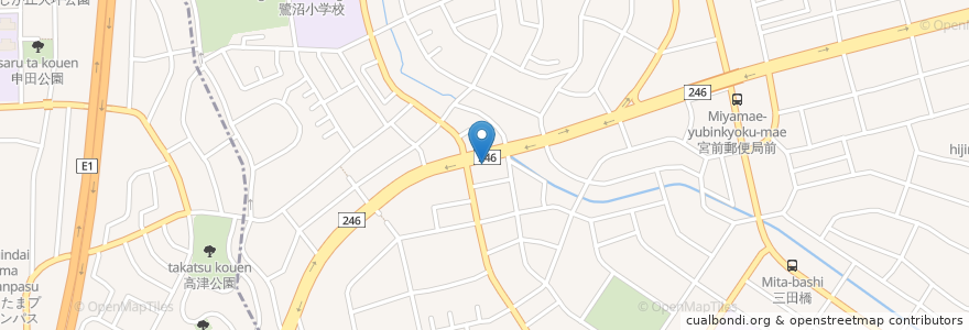 Mapa de ubicacion de Domino's Pizza en Japan, Kanagawa Prefecture, Kawasaki, Miyamae Ward.