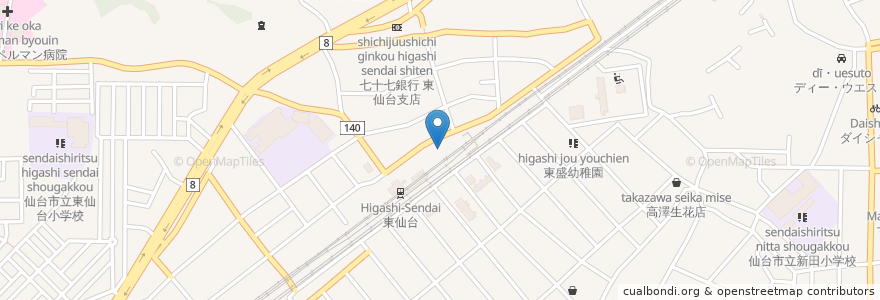 Mapa de ubicacion de エースダイナー en ژاپن, 宮城県, 仙台市, 宮城野区.