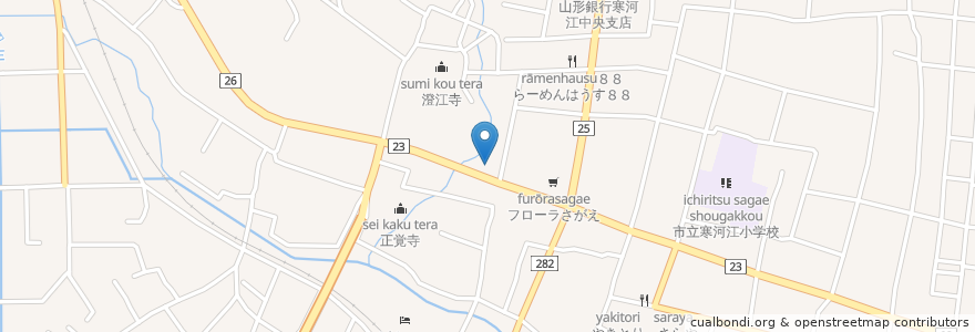 Mapa de ubicacion de 焼肉名匠山牛 en 日本, 山形県, 寒河江市.