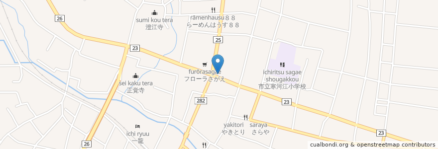Mapa de ubicacion de タバーン en 日本, 山形県, 寒河江市.