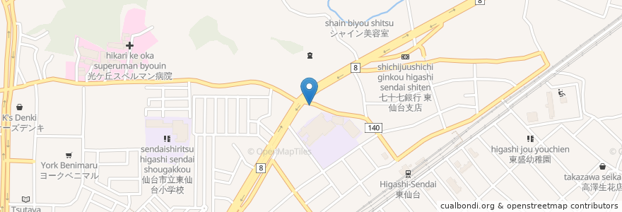 Mapa de ubicacion de シャントクリニック東仙台 en Japonya, 宮城県, 仙台市, 宮城野区.