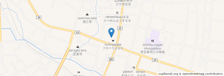 Mapa de ubicacion de 屋上テラス en Japan, 山形県, 寒河江市.