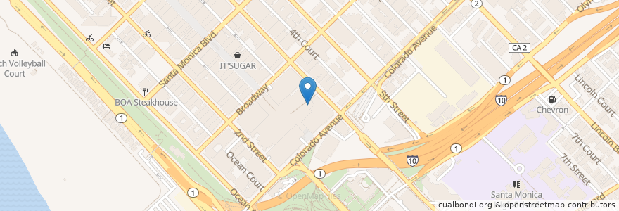 Mapa de ubicacion de Starbucks en 미국, 캘리포니아주, Los Angeles County.