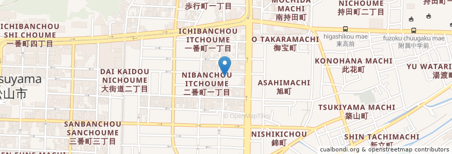 Mapa de ubicacion de 南や北や en 日本, 爱媛县, 松山市.