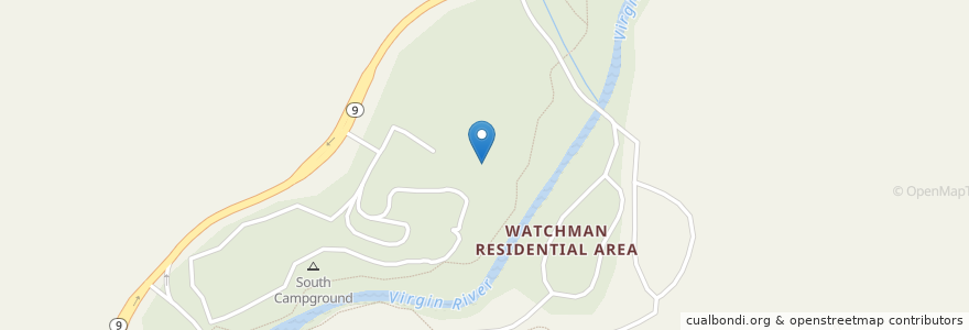 Mapa de ubicacion de South Campground Amphitheater en 미국, 유타 주, Washington County.