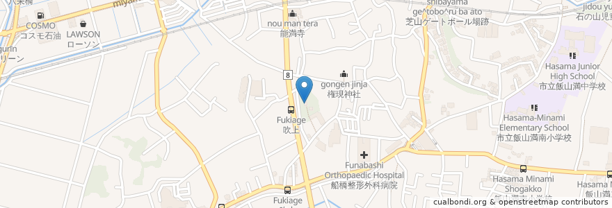 Mapa de ubicacion de 神明神社 en اليابان, 千葉県, 船橋市.