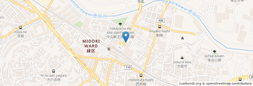 Mapa de ubicacion de あいはら矯正歯科 en 日本, 神奈川県, 横浜市, 緑区.