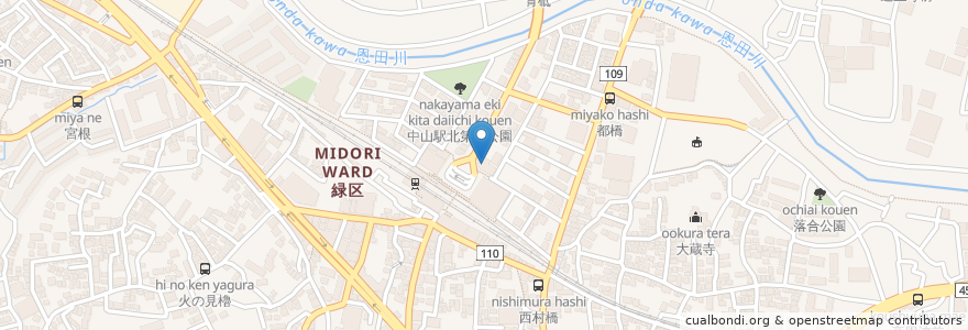 Mapa de ubicacion de 柴田整形外科 en اليابان, كاناغاوا, 横浜市, 緑区.