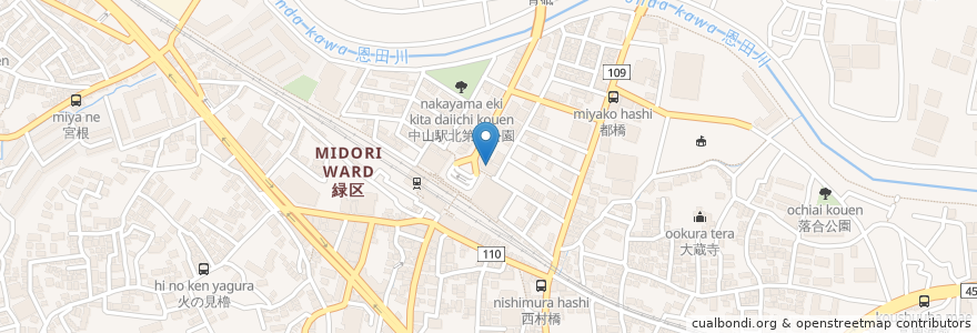 Mapa de ubicacion de 坂本内科胃腸科クリニック en Japon, Préfecture De Kanagawa, 横浜市, 緑区.