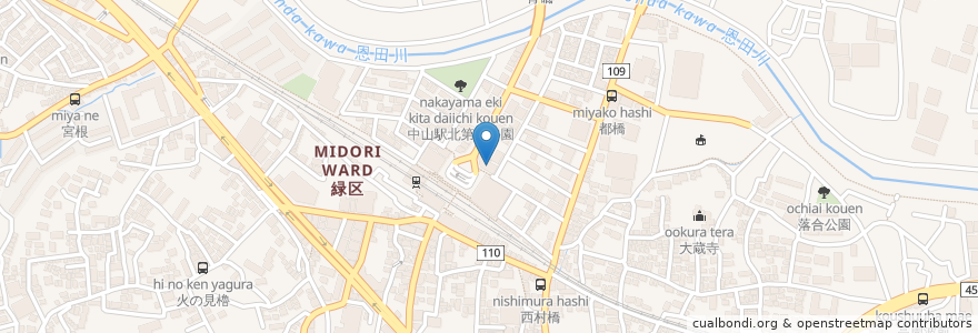 Mapa de ubicacion de 中山北口眼科 en Japão, 神奈川県, 横浜市, 緑区.