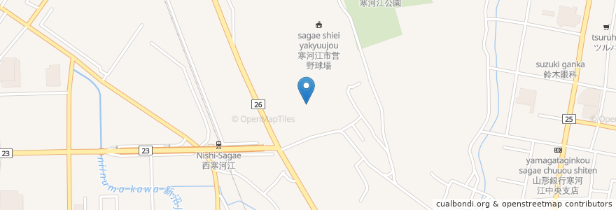 Mapa de ubicacion de 山形県立寒河江高等学校 en 日本, 山形県, 寒河江市.