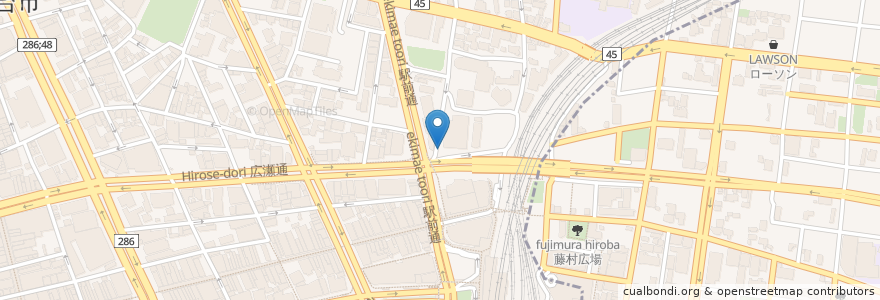 Mapa de ubicacion de 夕焼け麦酒園 en Jepun, 宮城県, 仙台市, 青葉区.