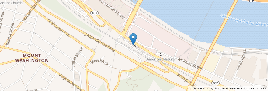 Mapa de ubicacion de Station Square en アメリカ合衆国, ペンシルベニア州, Allegheny County, Pittsburgh.