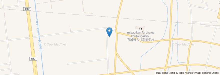 Mapa de ubicacion de 古川星陵病院 en 日本, 宮城県, 大崎市.