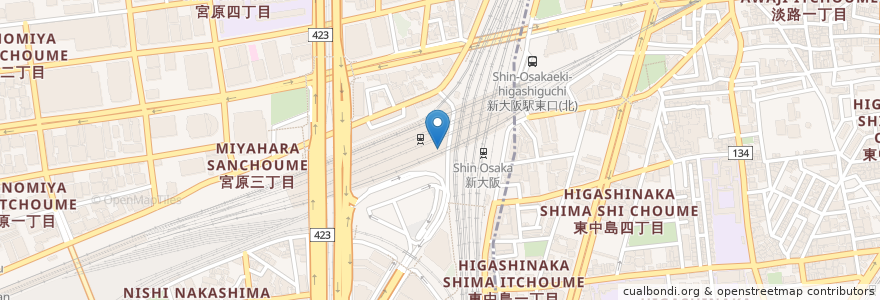 Mapa de ubicacion de トイレ en Japan, Präfektur Osaka, 大阪市, 淀川区.