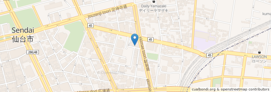 Mapa de ubicacion de レストラン アランフェス en Japonya, 宮城県, 仙台市, 青葉区.