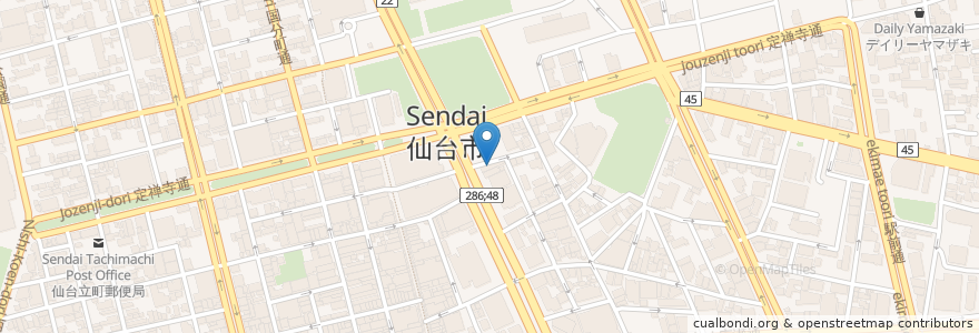 Mapa de ubicacion de 嘉肴萬菜 ○池 en 일본, 미야기현, 仙台市, 青葉区.