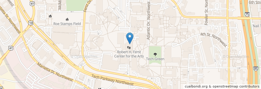 Mapa de ubicacion de DramaTech en Vereinigte Staaten Von Amerika, Georgia, Fulton County, Atlanta.