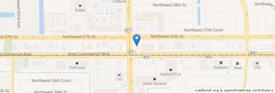 Mapa de ubicacion de BB&T en Amerika Syarikat, Florida, Broward County, Tamarac.