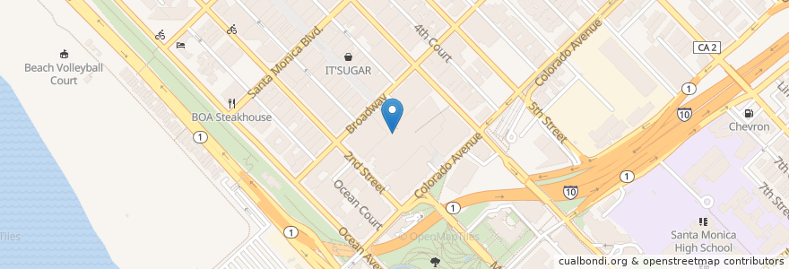 Mapa de ubicacion de The Cheesecake Factory en United States, California, Los Angeles County.