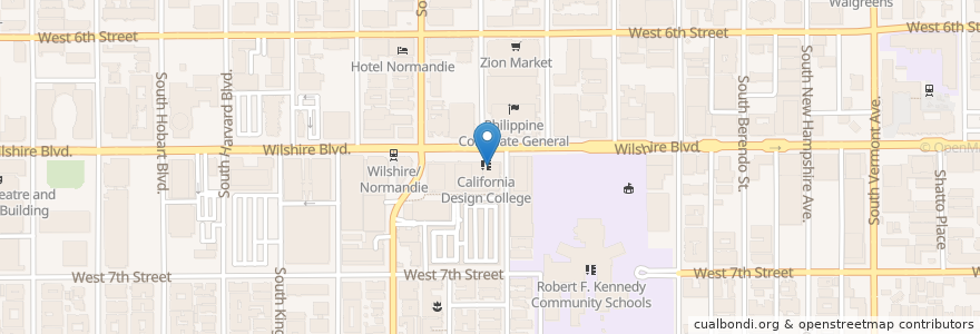 Mapa de ubicacion de Wiki Poki en 미국, 캘리포니아주, Los Angeles County, 로스앤젤레스.