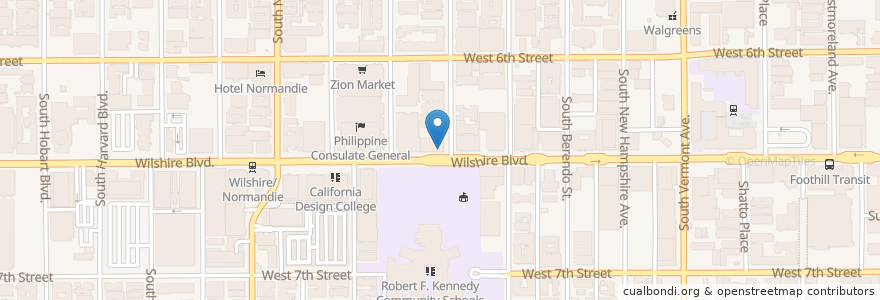 Mapa de ubicacion de Cafe Mermaid en アメリカ合衆国, カリフォルニア州, Los Angeles County, ロサンゼルス.