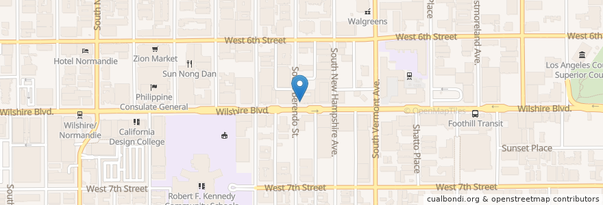 Mapa de ubicacion de Caffe Bene en Amerika Syarikat, California, Los Angeles County, Los Angeles.