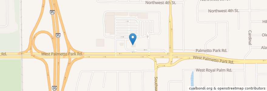 Mapa de ubicacion de Denny's en Соединённые Штаты Америки, Флорида, Palm Beach County, Boca Raton.