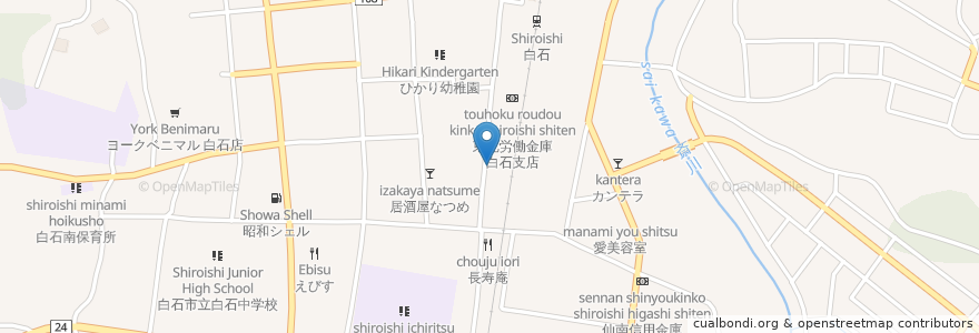 Mapa de ubicacion de やきとり大吉 JR白石店 en Japão, 宮城県, 白石市.