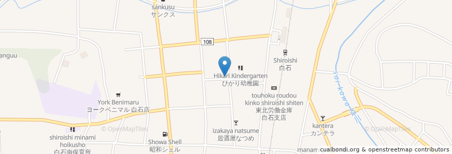 Mapa de ubicacion de 寿司星乃家 en Japão, 宮城県, 白石市.