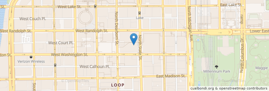 Mapa de ubicacion de AMC DINE-IN Block 37 en Vereinigte Staaten Von Amerika, Illinois, Chicago.