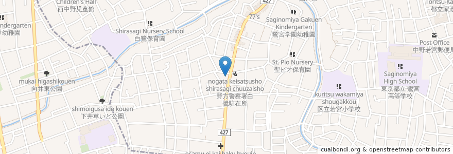 Mapa de ubicacion de きらく en Japonya, 東京都, 杉並区.