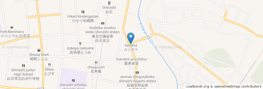 Mapa de ubicacion de フジ薬局 白石店 en Japon, Préfecture De Miyagi, 白石市.