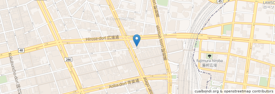 Mapa de ubicacion de カフェ コンコンブル en Jepun, 宮城県, 仙台市, 青葉区.