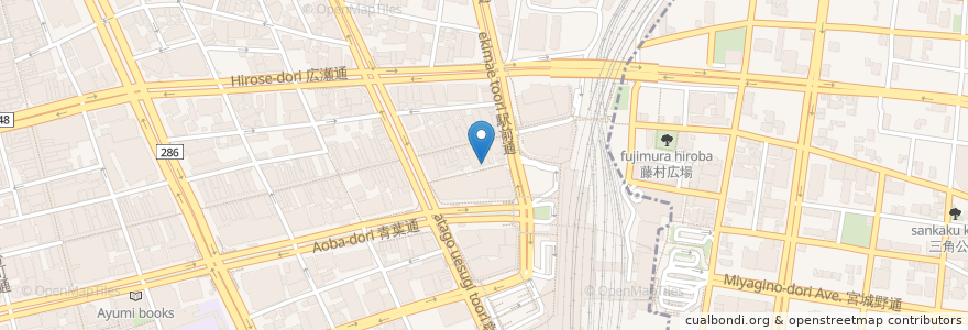 Mapa de ubicacion de オデン ダ ベア en Japonya, 宮城県, 仙台市, 青葉区.