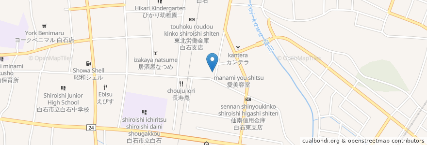 Mapa de ubicacion de 和風スナック 和 en 日本, 宮城県, 白石市.