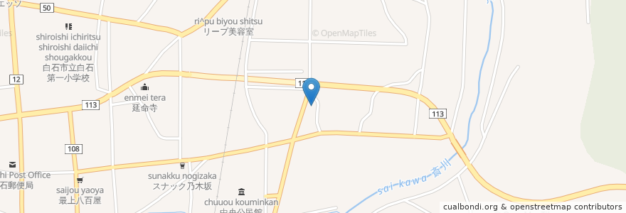 Mapa de ubicacion de ひかり歯科医院 en 日本, 宫城县, 白石市.