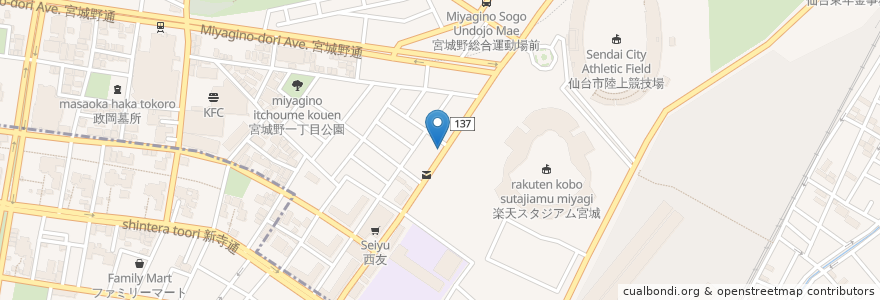 Mapa de ubicacion de そば玄 en Giappone, 宮城県, 仙台市, 若林区.