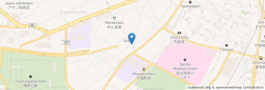 Mapa de ubicacion de ちゃんこ両国 en 日本, 宫城县, 仙台市, 宮城野区.