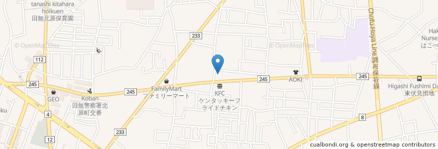 Mapa de ubicacion de 西東京眼科 en ژاپن, 東京都, 西東京市.