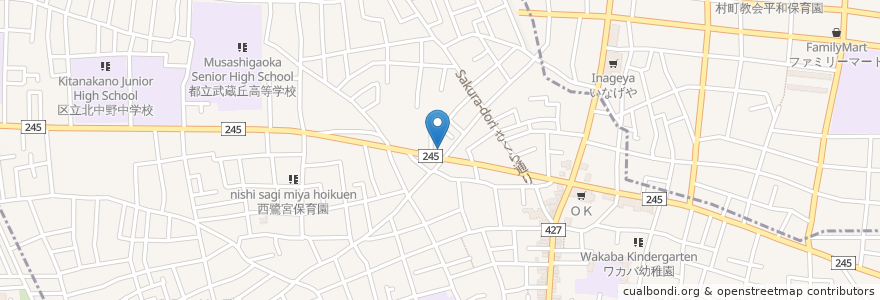 Mapa de ubicacion de ソーシン en Japan, 東京都, 中野区.