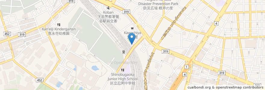 Mapa de ubicacion de かぶら屋 en Japonya, 東京都, 台東区.