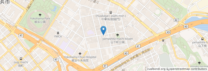 Mapa de ubicacion de 老北京 en Japan, Präfektur Kanagawa, Yokohama, 中区.