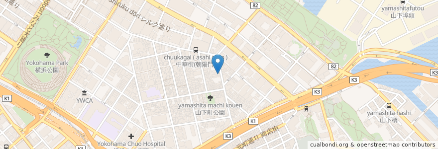 Mapa de ubicacion de 金龍飯店 en Japan, Präfektur Kanagawa, Yokohama, 中区.