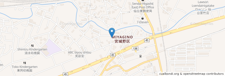 Mapa de ubicacion de 寿し金 en ژاپن, 宮城県, 仙台市, 宮城野区.