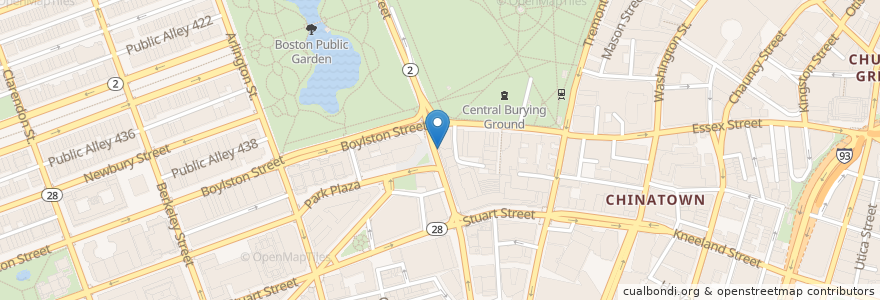 Mapa de ubicacion de P.F. Chang's en Amerika Syarikat, Massachusetts, Suffolk County, Boston.
