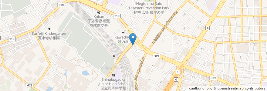 Mapa de ubicacion de 日高屋 en Japan, Tokio, 台東区.