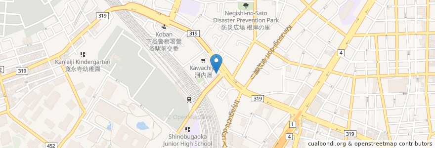 Mapa de ubicacion de とんかつ とん平 en Japan, 東京都, 台東区.
